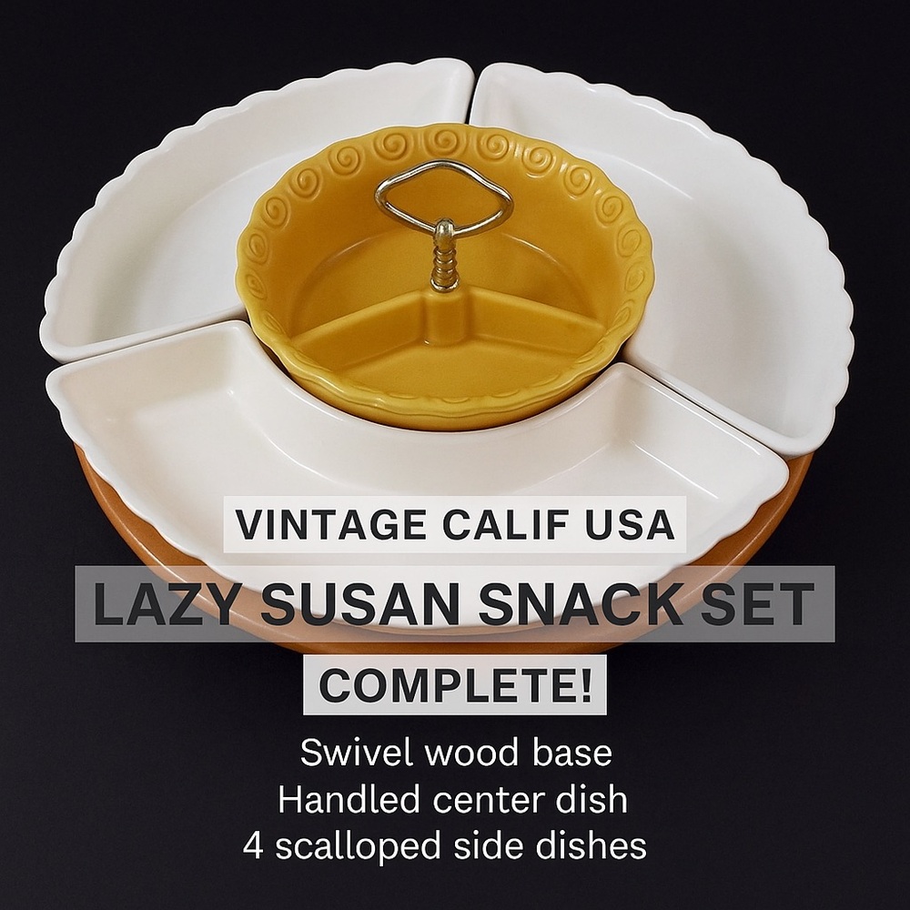 Vintage Calif USA 267 Pottery Lazy Susan - Complete